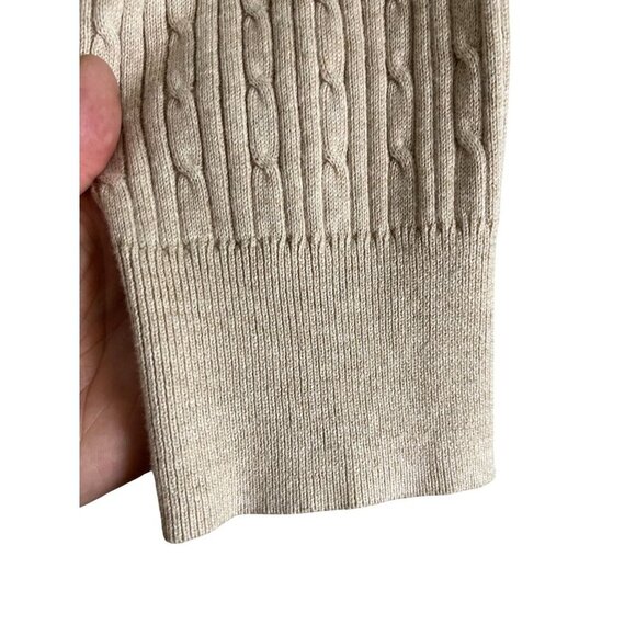 Bass Sweater Women XL Tan Button Crew Cable Knit Cardigan Ruffle Neutral Western - Picture 7 of 10